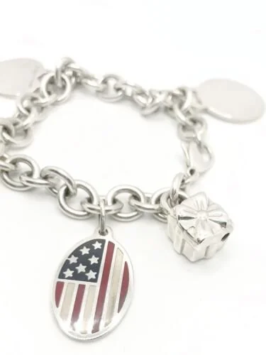 Tiffany & Co. SS Return To Tiffany American Flag Charm Bracelet